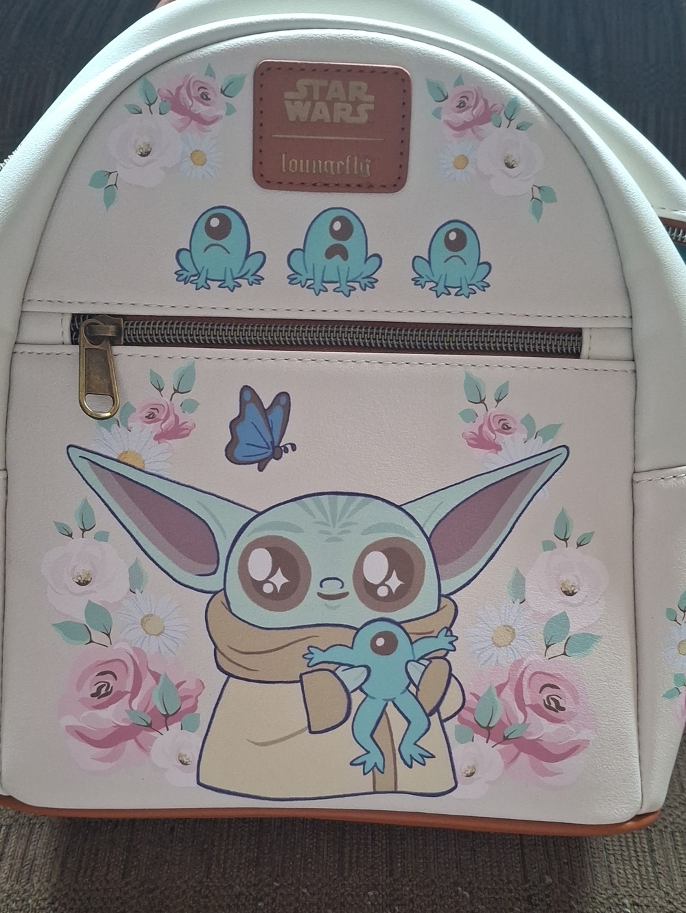 Loungefly Pink Baby Yoda (Grogu) Floral Kids Backpack
